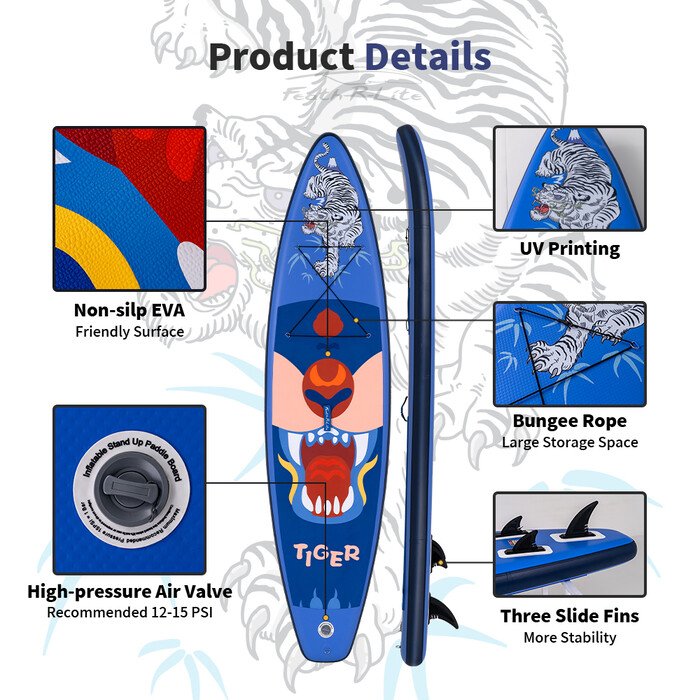 Planche de surf gonflable 11' - Tigre Bleu